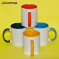 Directamente fábrica Sunmeta caliente de alta calidad de venta de cerámica Sublimaiton color dentro de la impresión tazas de 11 oz